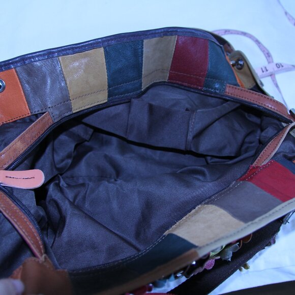 Leather flower boho flowerette slouchy purse bag festival - Picture 2 of 16